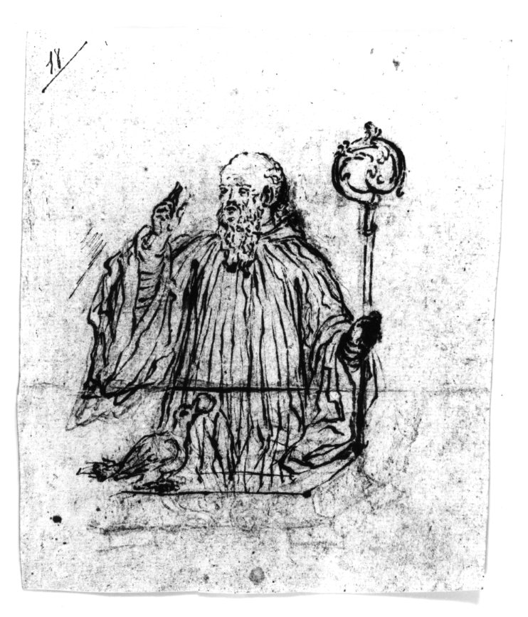 San Benedetto (disegno) di Di Zinno Paolo Saverio (attribuito) (sec. XVIII)