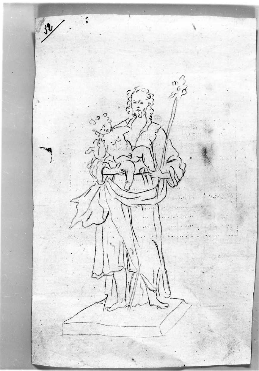 San Giuseppe e Gesù Bambino (disegno) di Di Zinno Paolo Saverio (attribuito) (sec. XVIII)