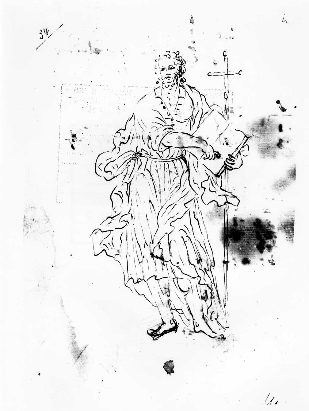 San Giovanni Battista (?) (disegno) di Di Zinno Paolo Saverio (attribuito) (sec. XVIII)