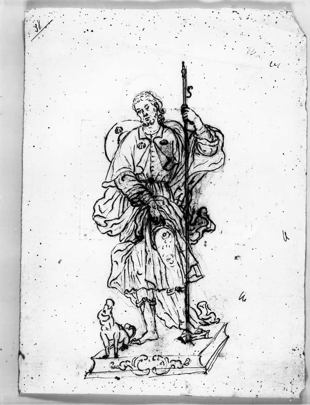 San Rocco (disegno) di Di Zinno Paolo Saverio (attribuito) (sec. XVIII)
