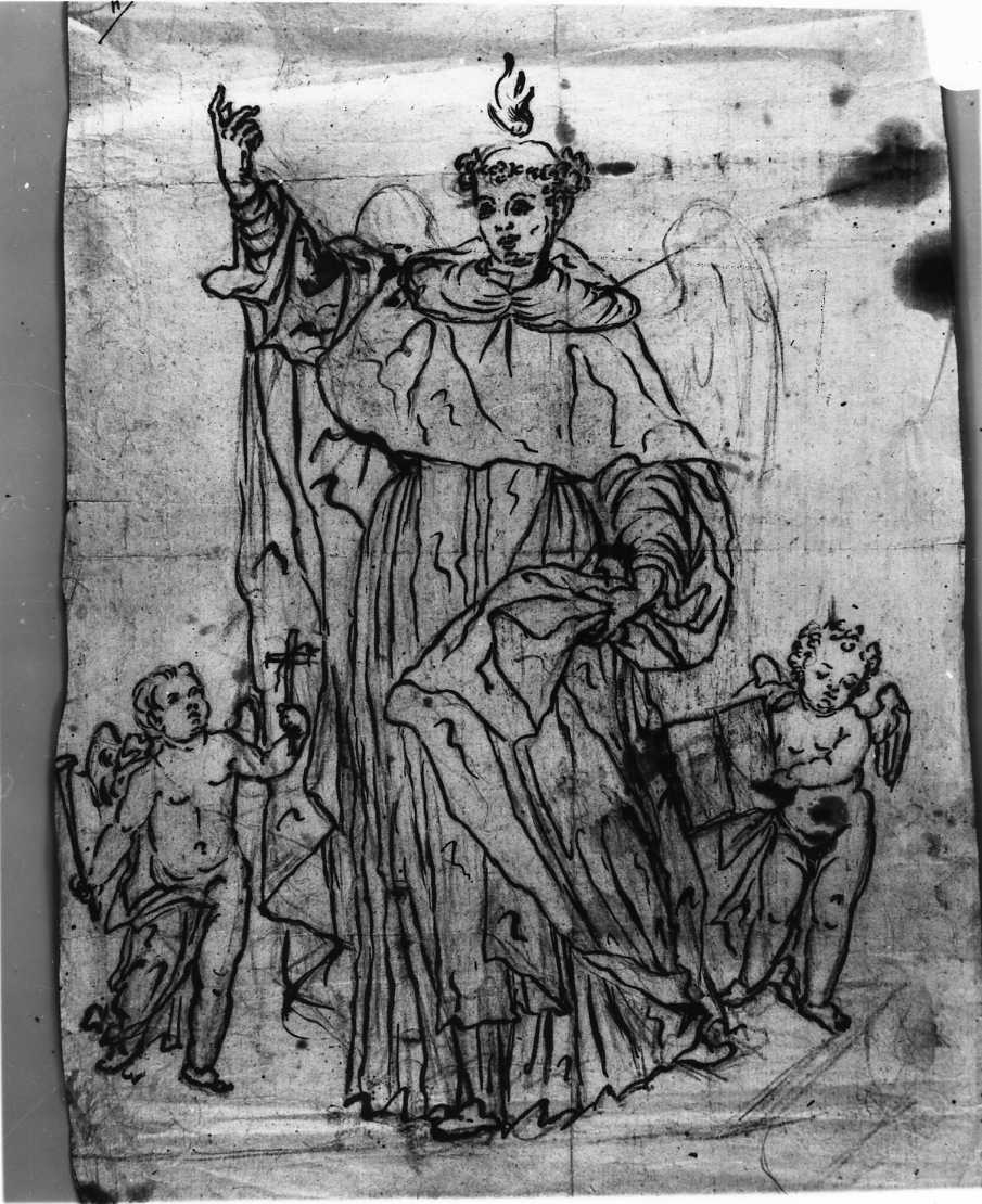San Vincenzo Ferrer e due angeli (disegno) di Di Zinno Paolo Saverio (attribuito) (sec. XVIII)