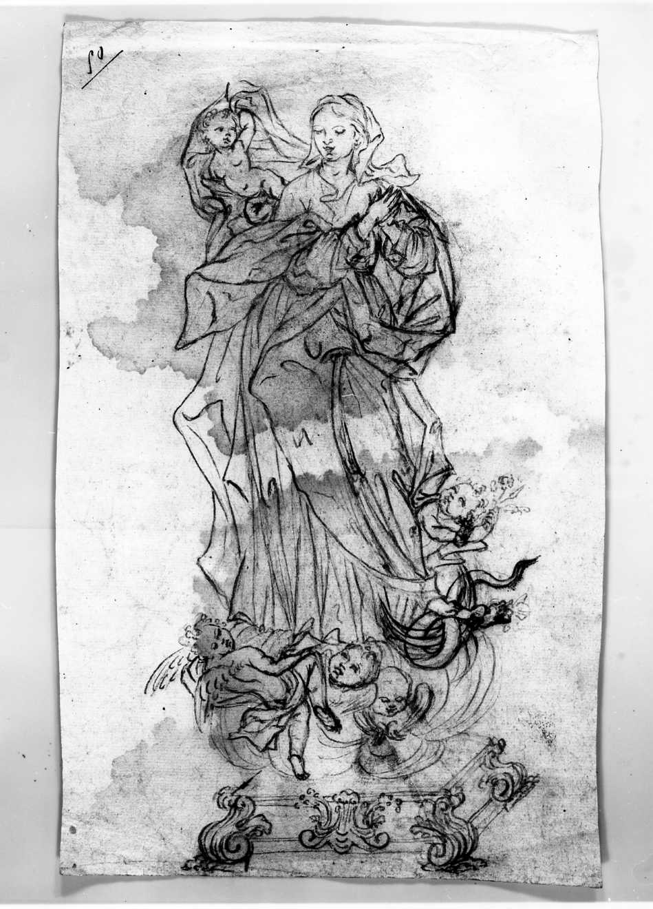 Immacolata Concezione (disegno) di Di Zinno Paolo Saverio (attribuito) (sec. XVIII)