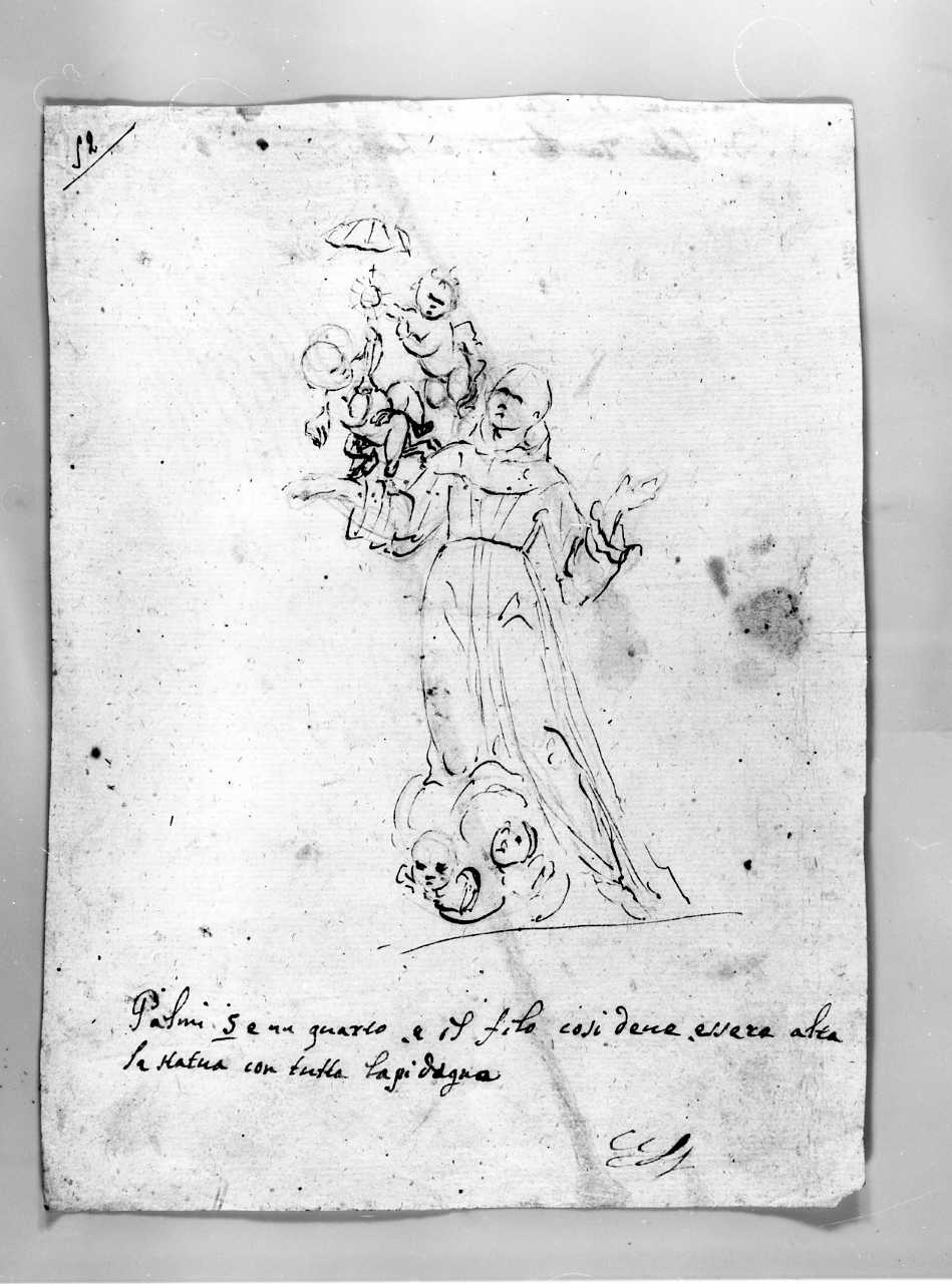San Pasquale Baylon (disegno) di Di Zinno Paolo Saverio (attribuito) (sec. XVIII)
