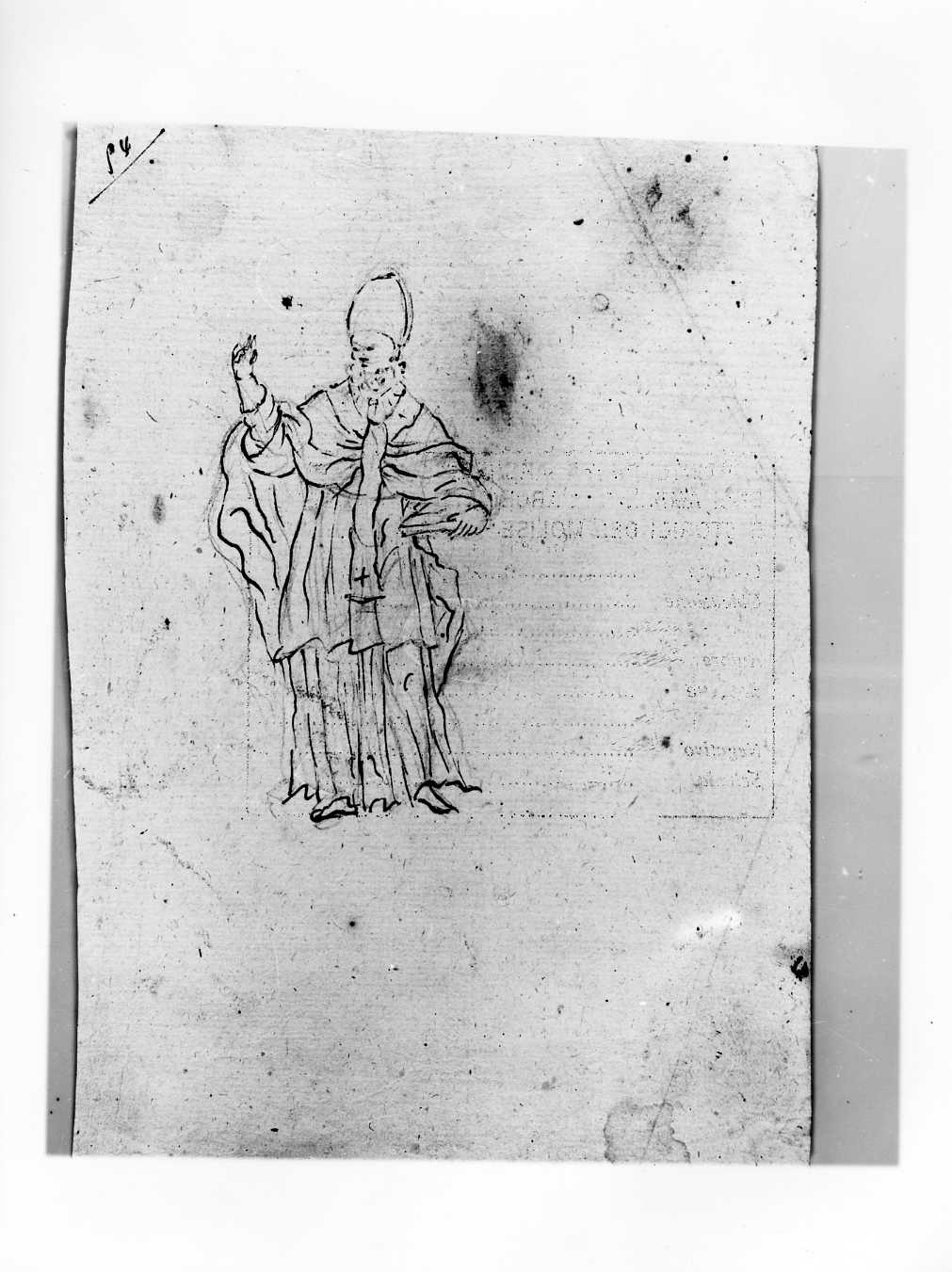 San Nicola di Bari (disegno) di Di Zinno Paolo Saverio (attribuito) (sec. XVIII)