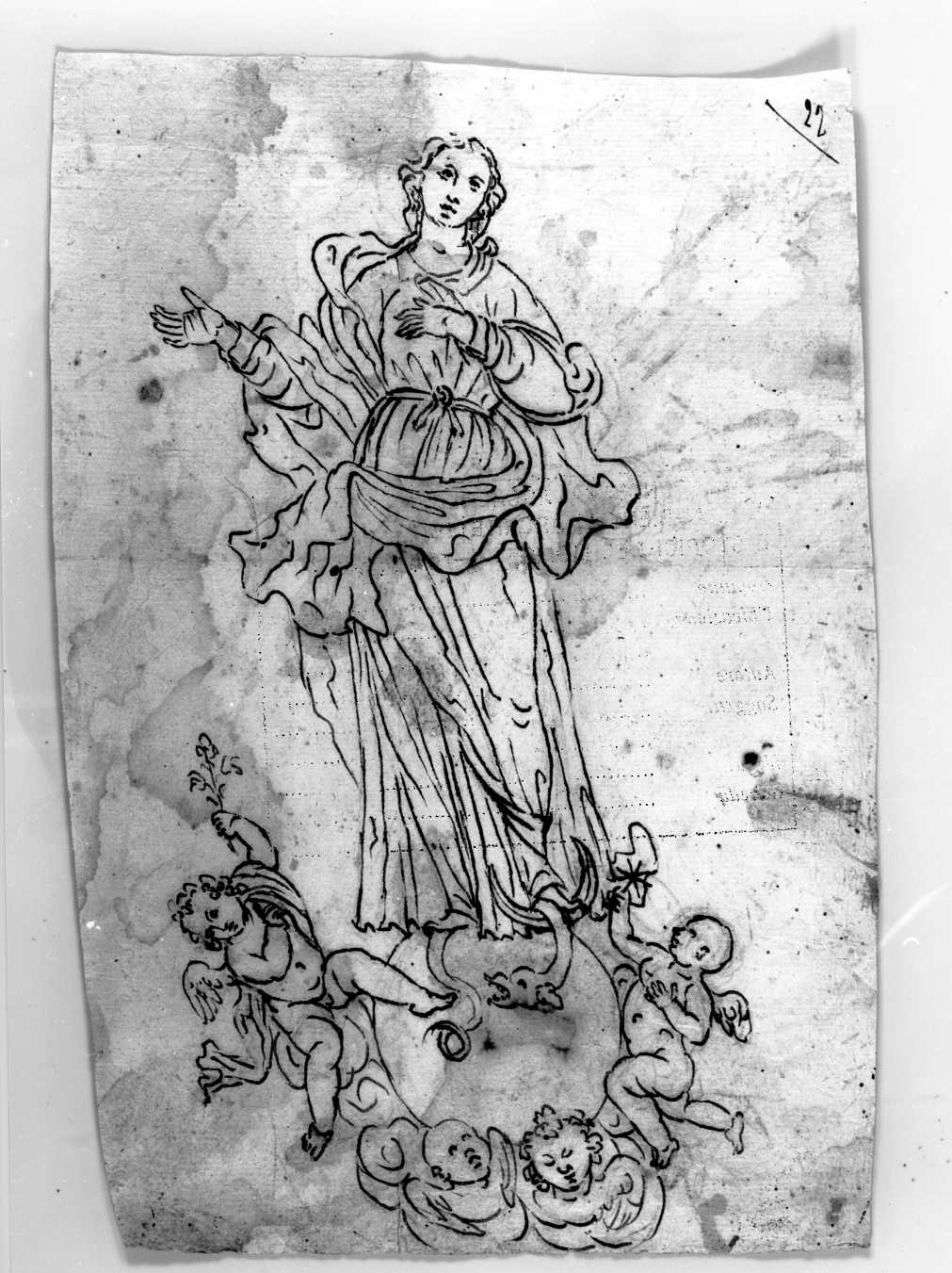Madonna Immacolata (disegno) di Di Zinno Paolo Saverio (attribuito) (sec. XVIII)