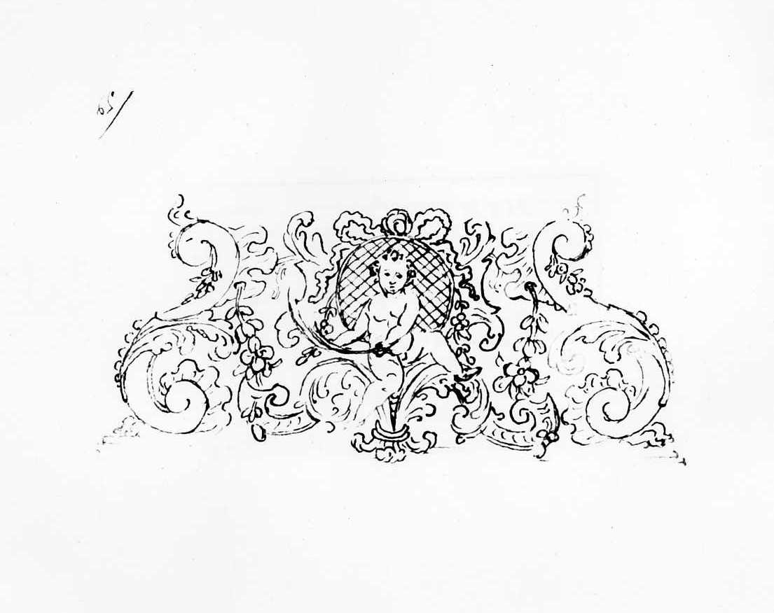 Studio di pedana con putto (disegno) di Di Zinno Paolo Saverio (attribuito) (sec. XVIII)