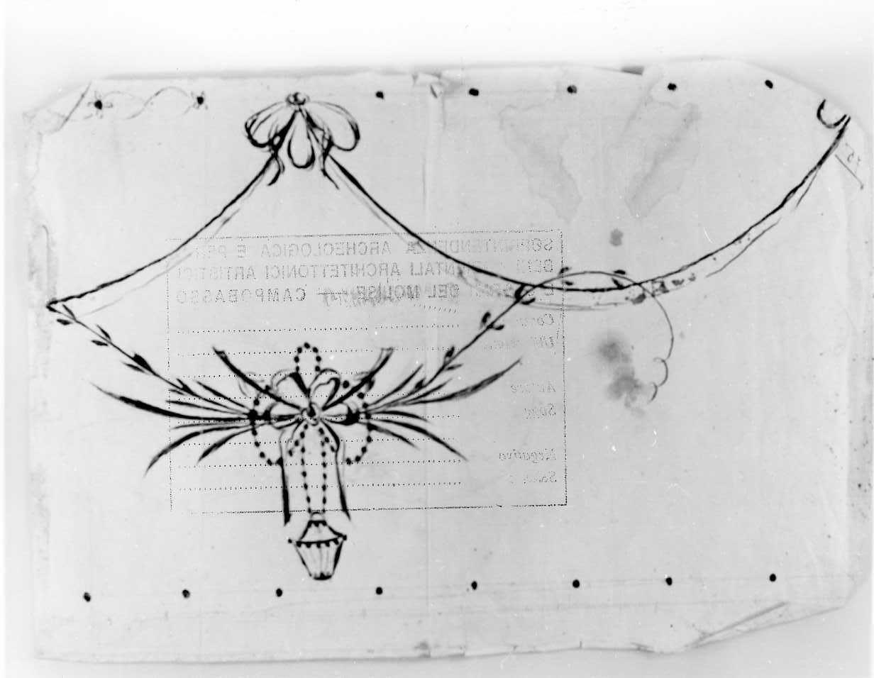 Studio per decoro parietale/ Studio per decoro floreale (disegno) di Di Zinno Paolo Saverio (attribuito) (sec. XVIII)