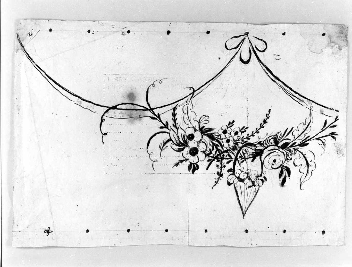 Studio decoro floreale (disegno) di Di Zinno Paolo Saverio (attribuito) (sec. XVIII)