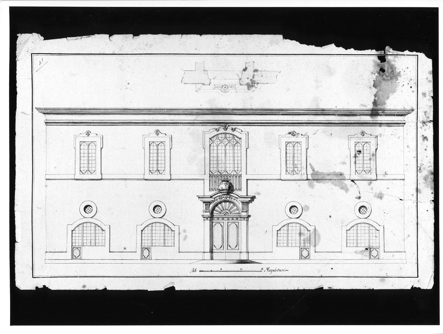 prospetto palazzo (disegno, opera isolata) - ambito Italia centro-meridionale (sec. XVIII)