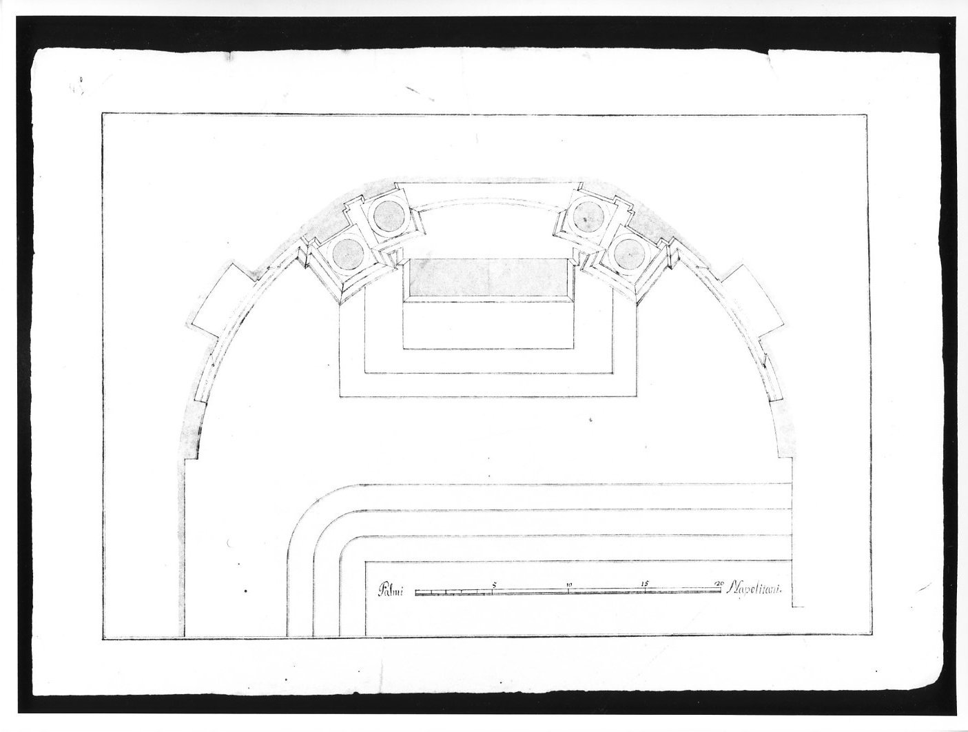 pianta cupola e altare (disegno, opera isolata) - ambito Italia centro-meridionale (sec. XVIII)