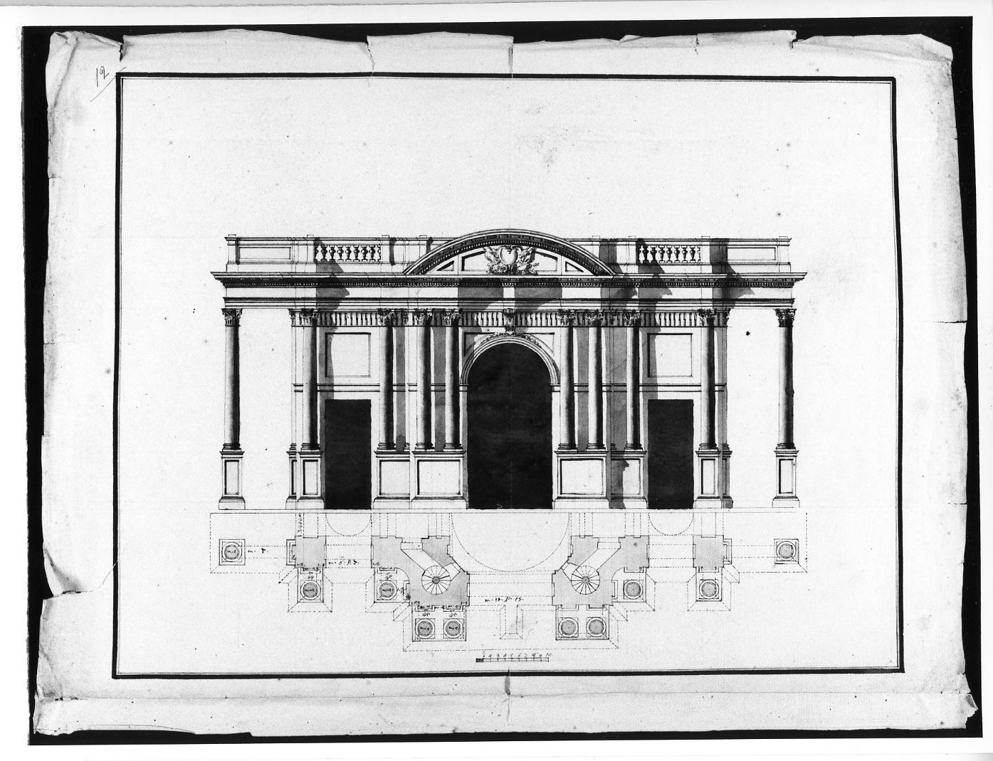 intercolumnio corinzio (disegno, opera isolata) - ambito Italia centro-meridionale (terzo quarto sec. XVIII)
