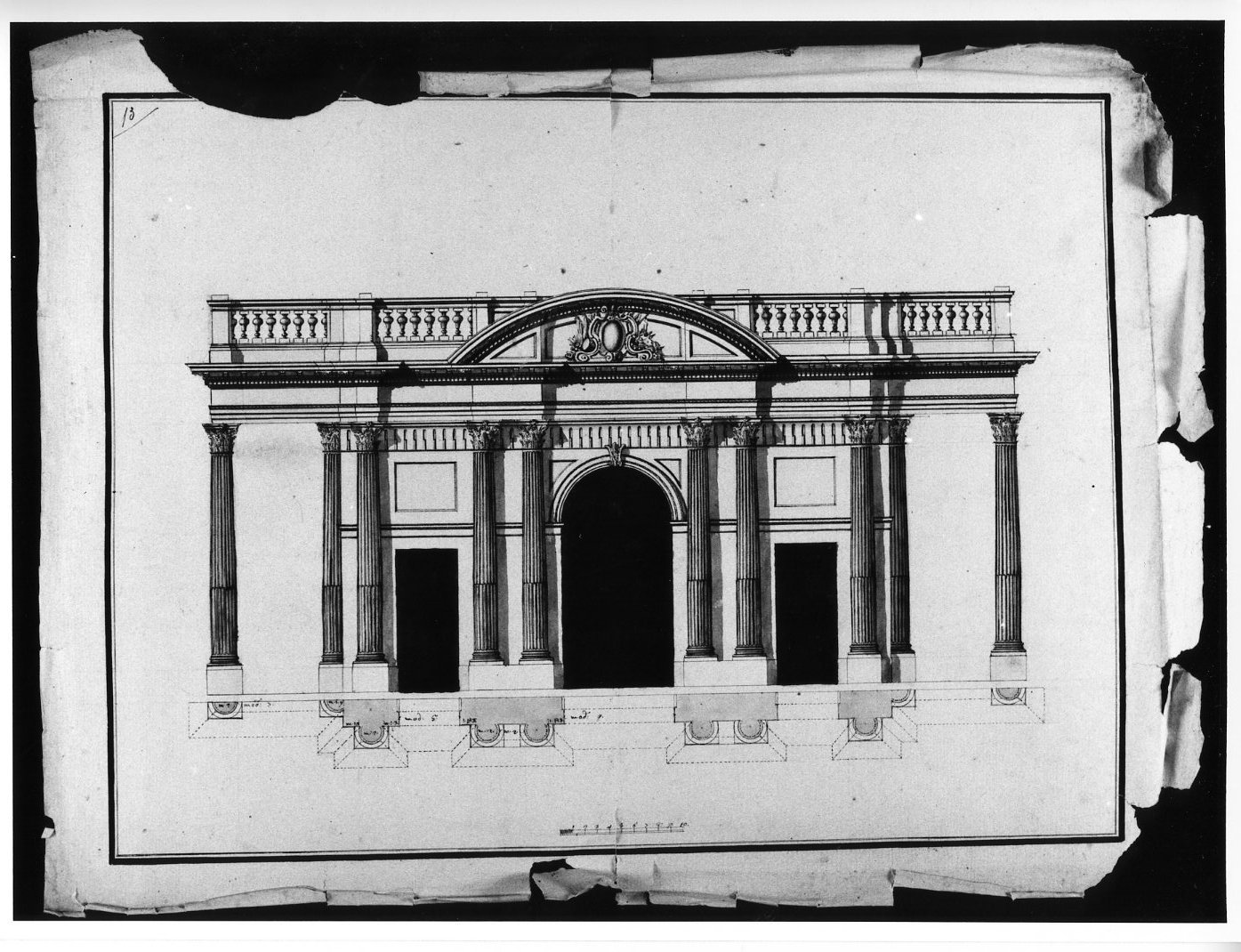 intercolumnio corinzio (disegno, opera isolata) - ambito Italia centro-meridionale (terzo quarto sec. XVIII)