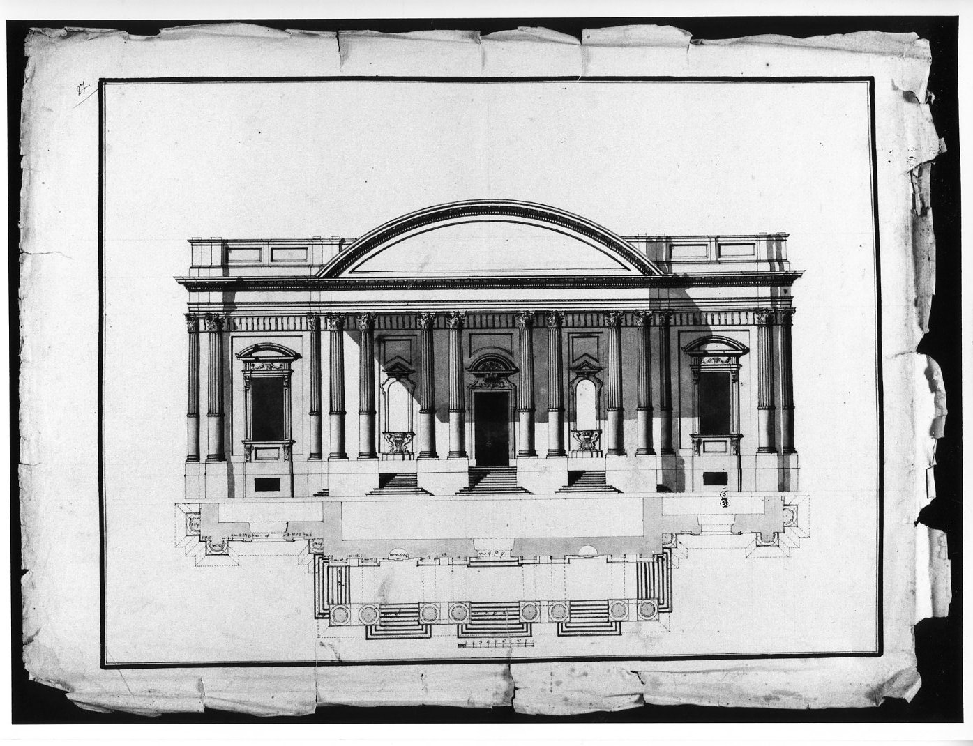 intercolumnio corinzio (disegno, opera isolata) - ambito Italia centro-meridionale (terzo quarto sec. XVIII)