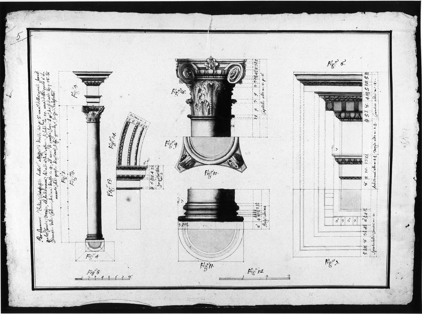 particolare ordine composito (disegno, opera isolata) - ambito Italia centro-meridionale (secondo quarto sec. XVIII)