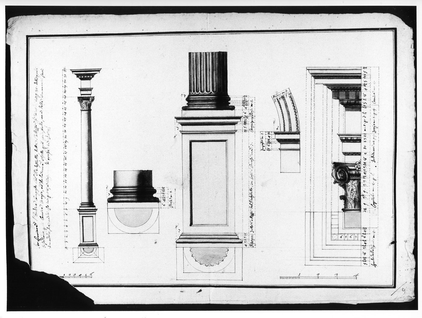 particolare ordine composito (disegno, opera isolata) - ambito Italia centro-meridionale (secondo quarto sec. XVIII)