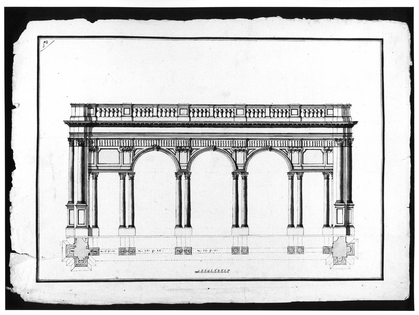 intercolumnio ordine corinzio (disegno, opera isolata) - ambito Italia centro-meridionale (secondo quarto sec. XVIII)