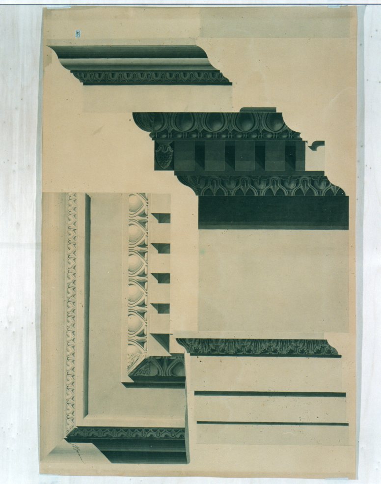 grandi dettagli architettonici (disegno architettonico, elemento d'insieme) di Barone Giuseppe (sec. XIX)