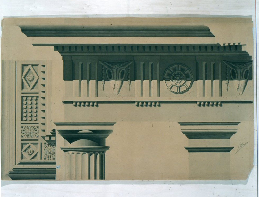 grandi dettagli architettonici (disegno architettonico, elemento d'insieme) di Barone Giuseppe (sec. XIX)