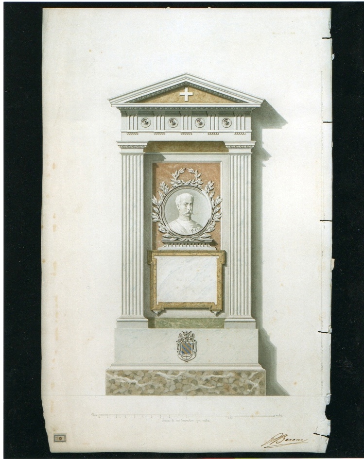 monumento a Riccardo de Sangro - Cattedrale di Gaeta (disegno architettonico, elemento d'insieme) di Barone Giuseppe (sec. XIX)