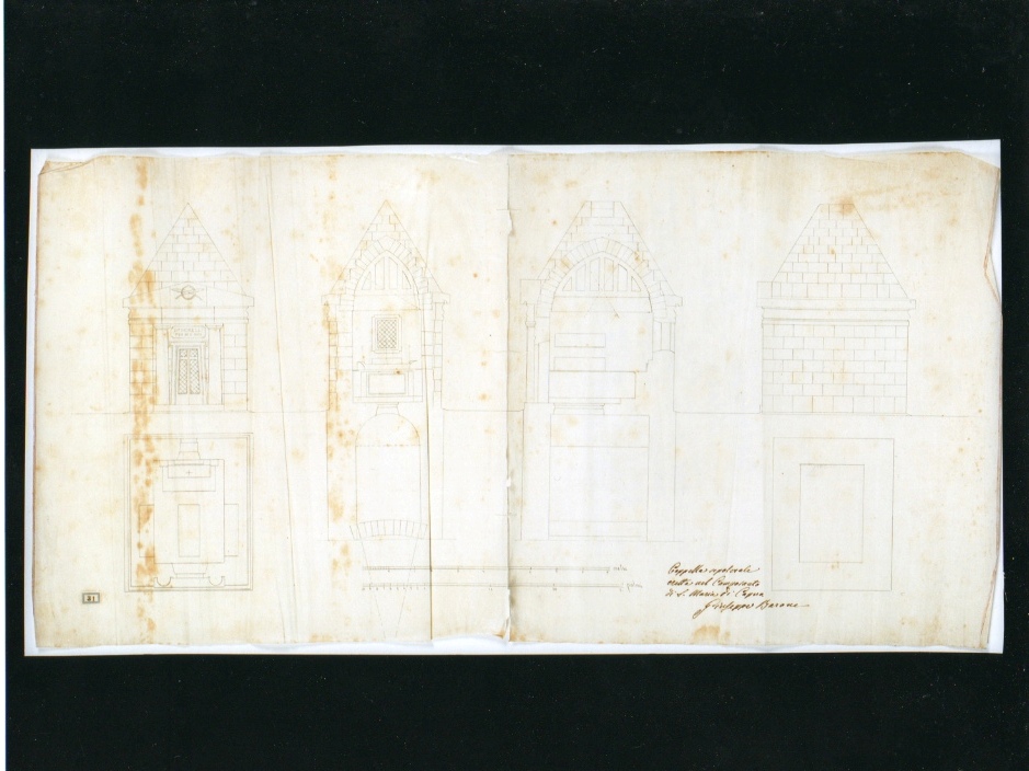 Cappella sepolcrale eretta nel Camposanto di S. Maria di Capua, cappella funeraria Morelli - Santa Maria di Capua Vetere (CE) (disegno architettonico, opera isolata) di Barone Giuseppe (sec. XIX)
