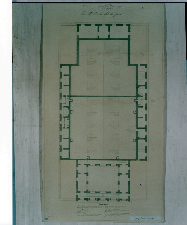 Tav. IX - Pianta del III piano, progetto Teatro Massimo - Palermo (disegno architettonico, elemento d'insieme) di Barone Giuseppe (sec. XIX)