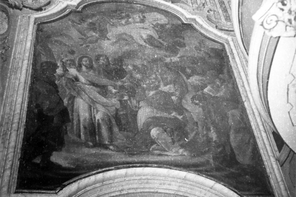 Consegna delle Chiavi, Cristo consegna le chiavi a San Pietro (dipinto) di Carella Domenico Antonio (sec. XVIII)
