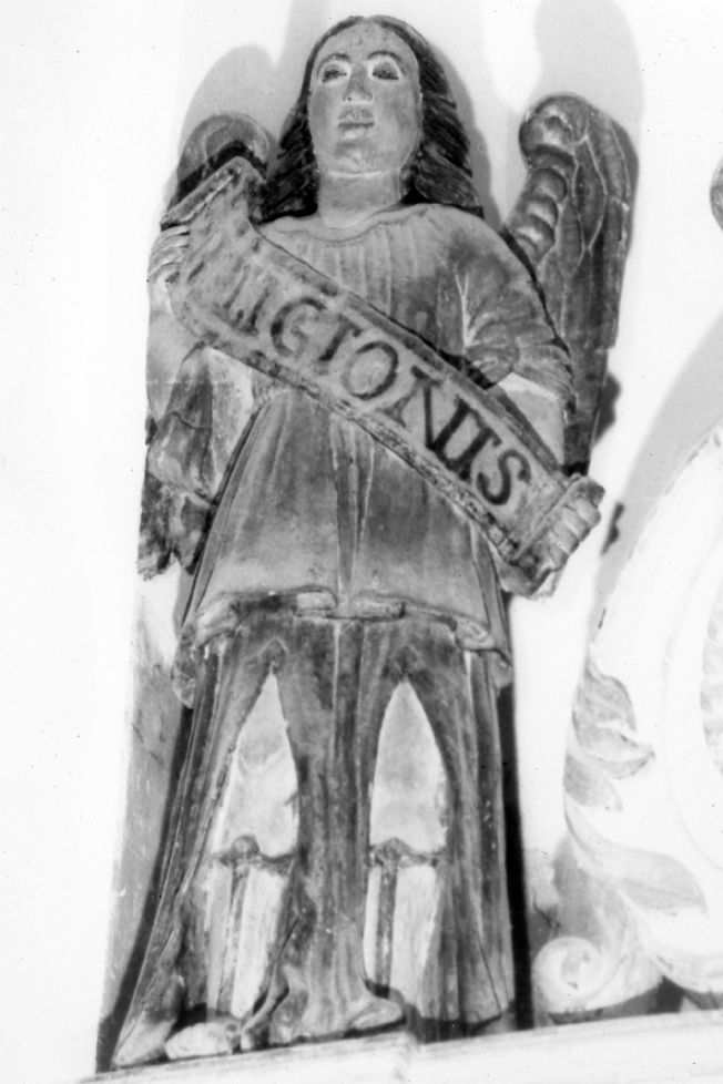 angelo con cartiglio (statua, coppia) - ambito Italia meridionale (sec. XVIII)