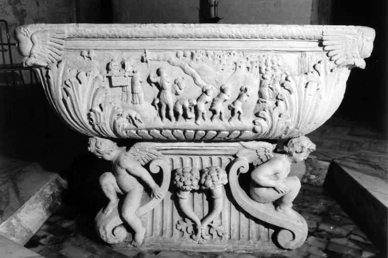episodi dell'Antico Testamento e del Nuovo Testamento (fonte battesimale - a vasca, opera isolata) - ambito pugliese (sec. XIX)