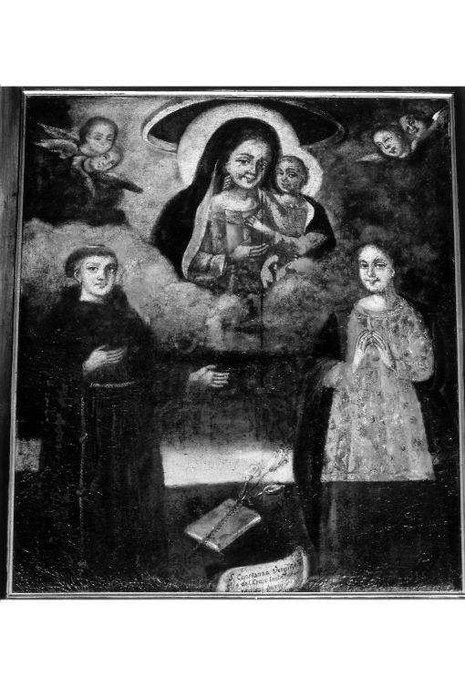 Madonna con Bambino e Santi Antonio da Padova e Costanza Vergine (dipinto) - ambito pugliese (fine/inizio secc. XVII/ XVIII)