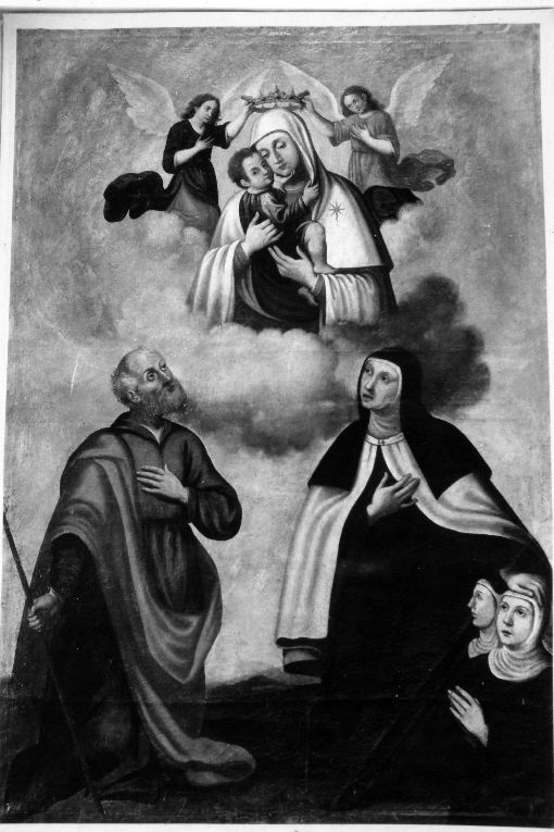 Madonna del Carmelo tra Santa Teresa e San Giuseppe (dipinto) - ambito salentino (sec. XVII)