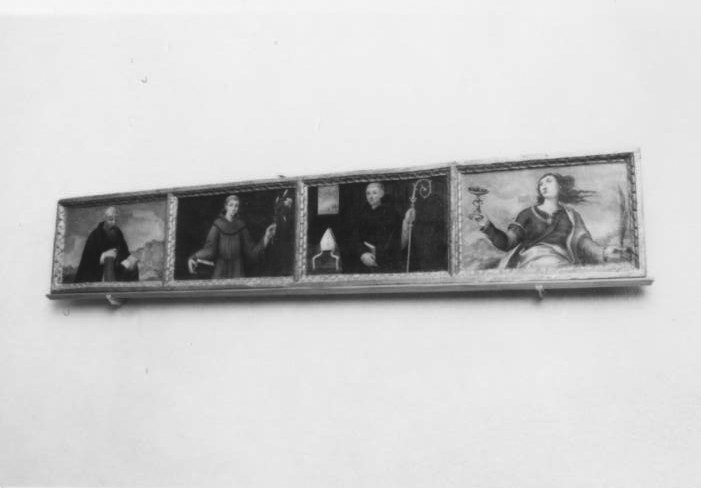 Sant'antonio da padova; sant'antonio eremita; sant'agostino(?)e santa lucia. (predella)