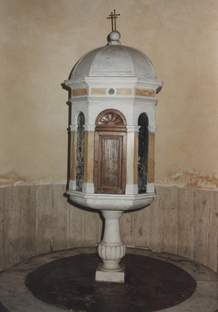 San giorgio, battesimo di cristo e san pietro. (fonte battesimale)