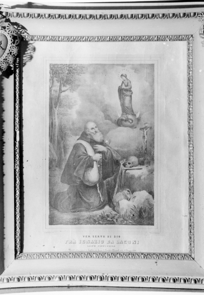apparizione dell'Immacolata a fra Ignazio da Laconi (stampa) di Semino Francesco (seconda metà XIX)