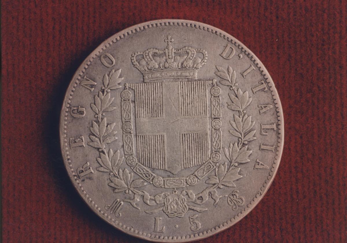 moneta - 5 lire di Ferraris Giuseppe (sec. XIX)