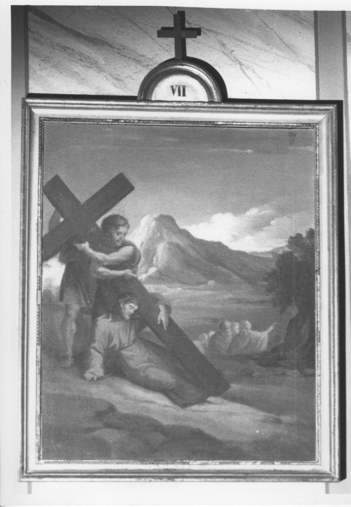 Stazione v: gesù aiutato da simone il cireneo a portare la croce (via crucis, serie)