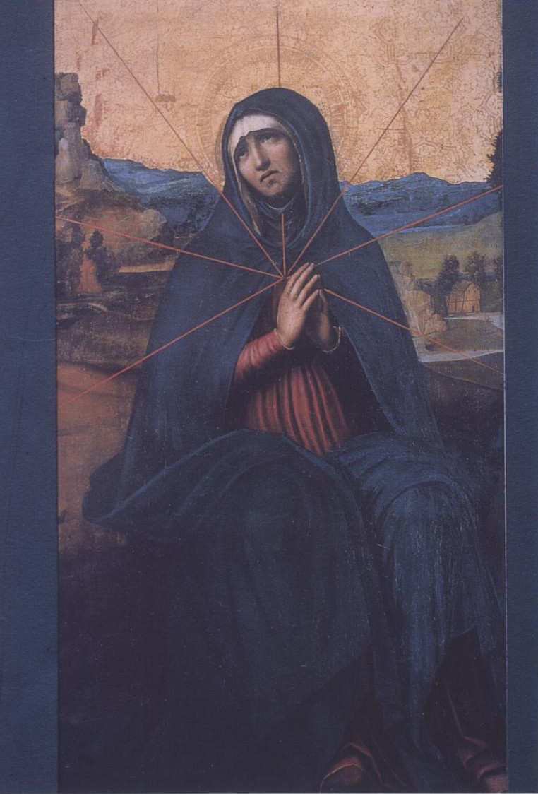 compianto sul Cristo morto (retablo, frammento) di Cavaro Pietro (attribuito) (sec. XVI)