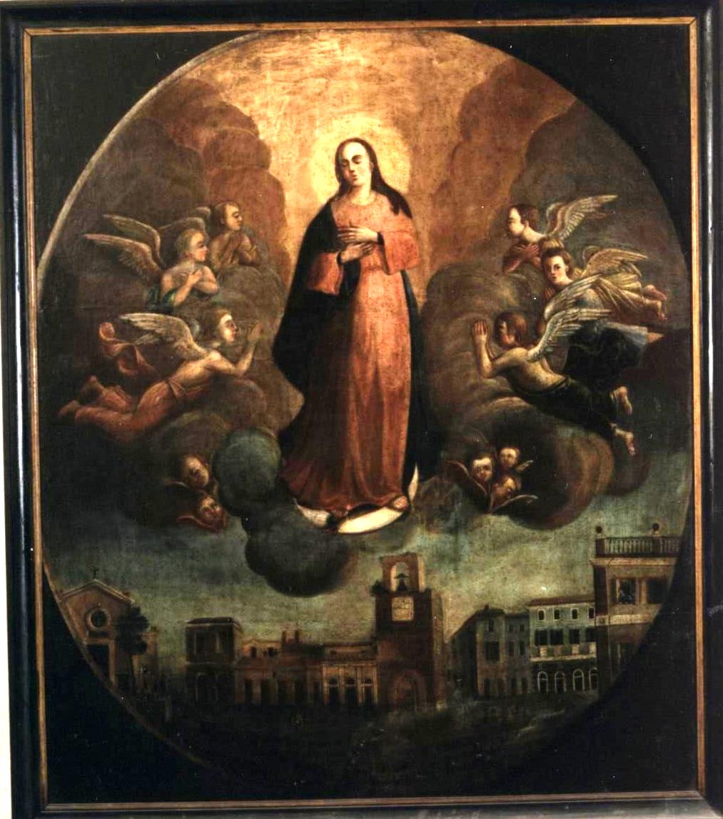 La vergine salva la città la città di oristano dall'inondazione del tirso, miracolo della madonna (dipinto, elemento d'insieme)