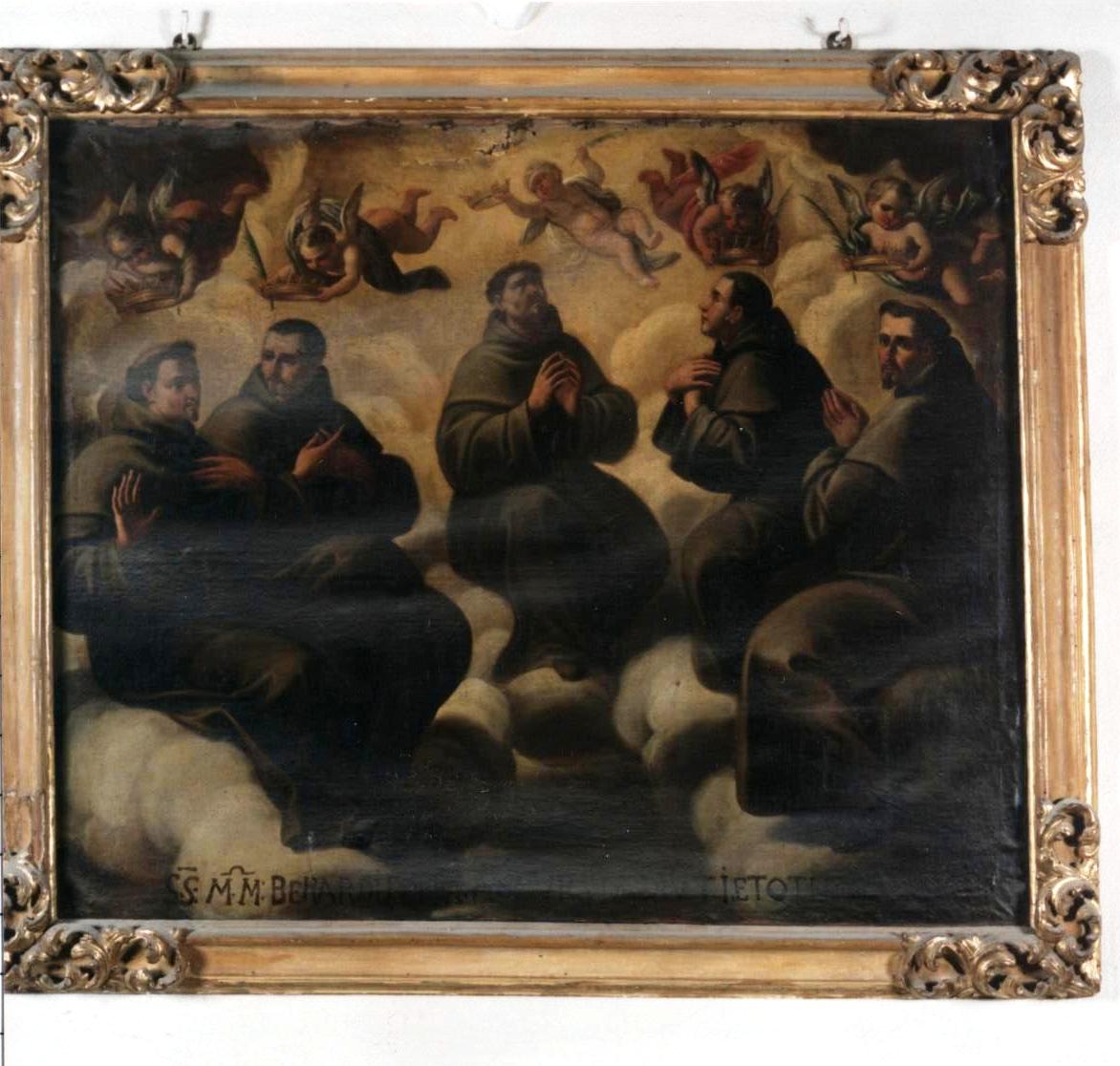 San bernardo, san pietro, accursio, sant'adiuto, sant'ottone., protomartiri francescani del marocco (dipinto)