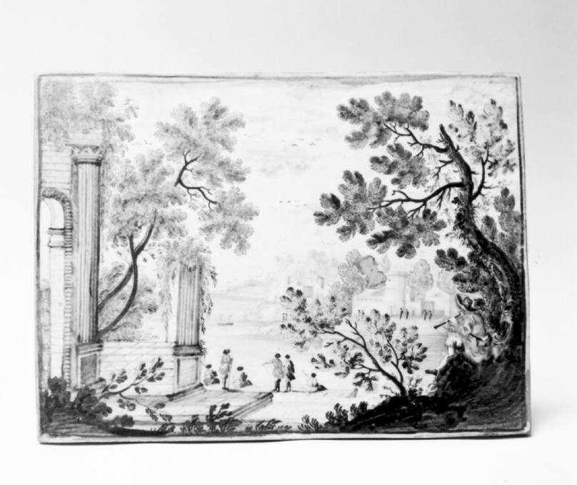 paesaggio lacustre (formella) di Cappelletti Nicola (sec. XVIII)