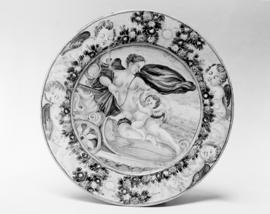 Venere e Cupido (piattello) di Cappelletti Nicola (sec. XVIII)
