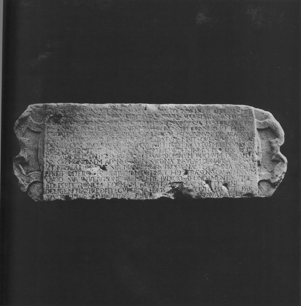 Epigrafe delle mura di Cagliari (lapide documentaria) - bottega sarda (sec. XVI)