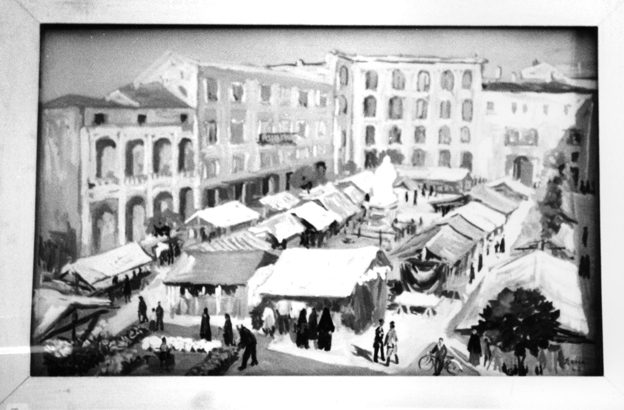 Piazza Tola, piazza (dipinto) di Zara S (sec. XX)