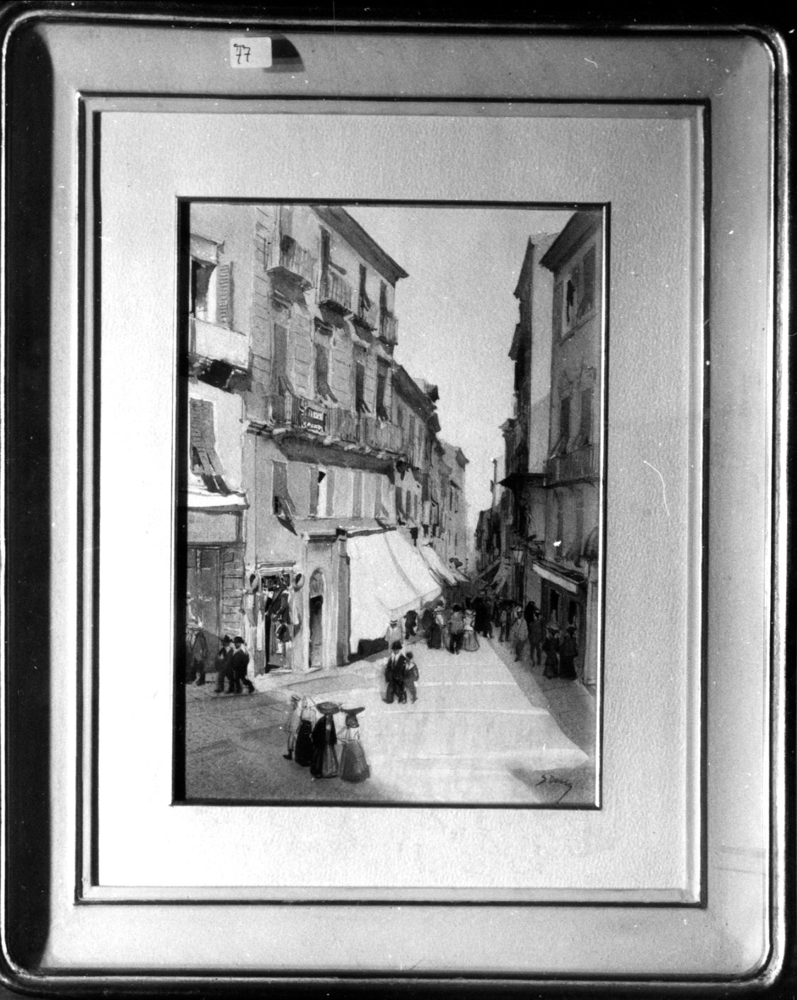 Piazza azuni (ss), scorcio di città (dipinto)