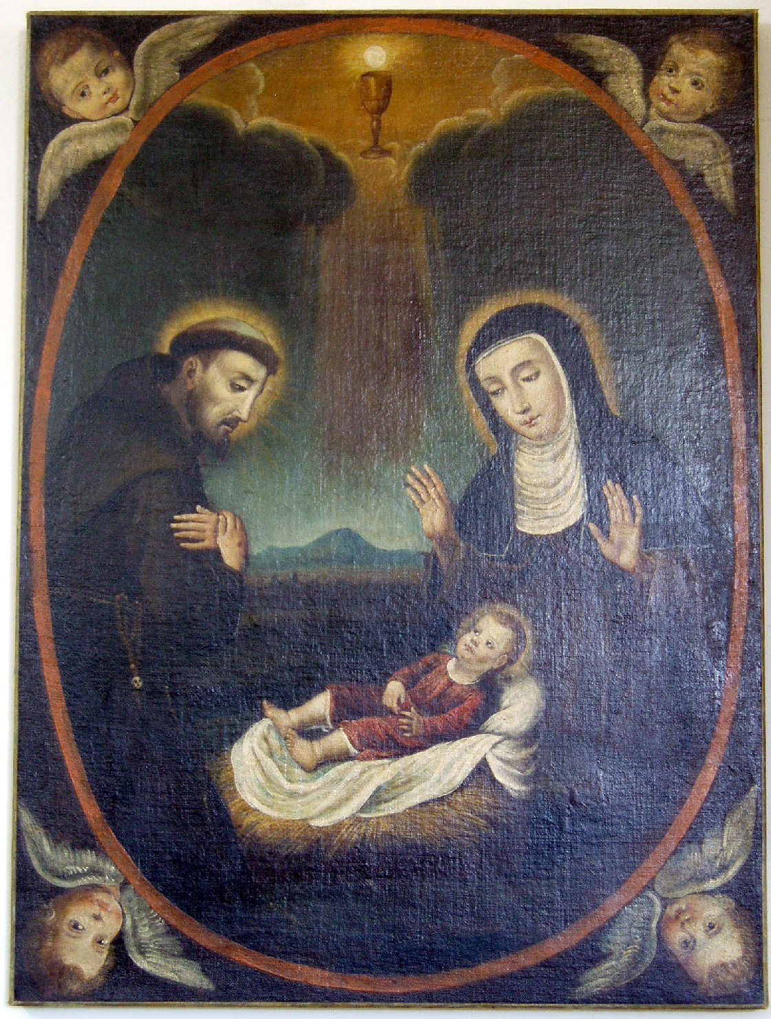 San francesco d'assisi e santa chiara in adorazione di gesù bambino (dipinto)