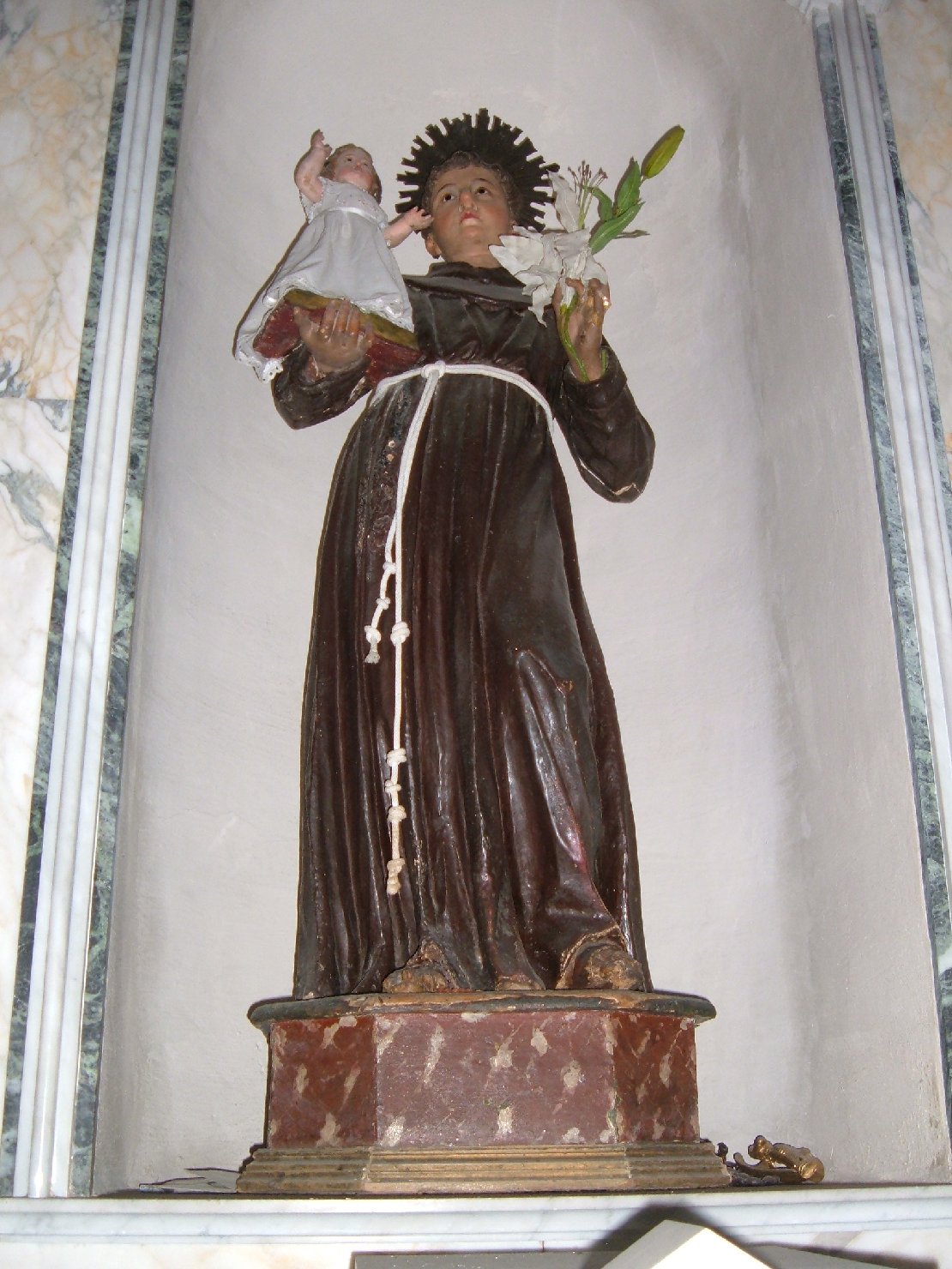 Sant'antonio da padova con gesù bambino (statua)