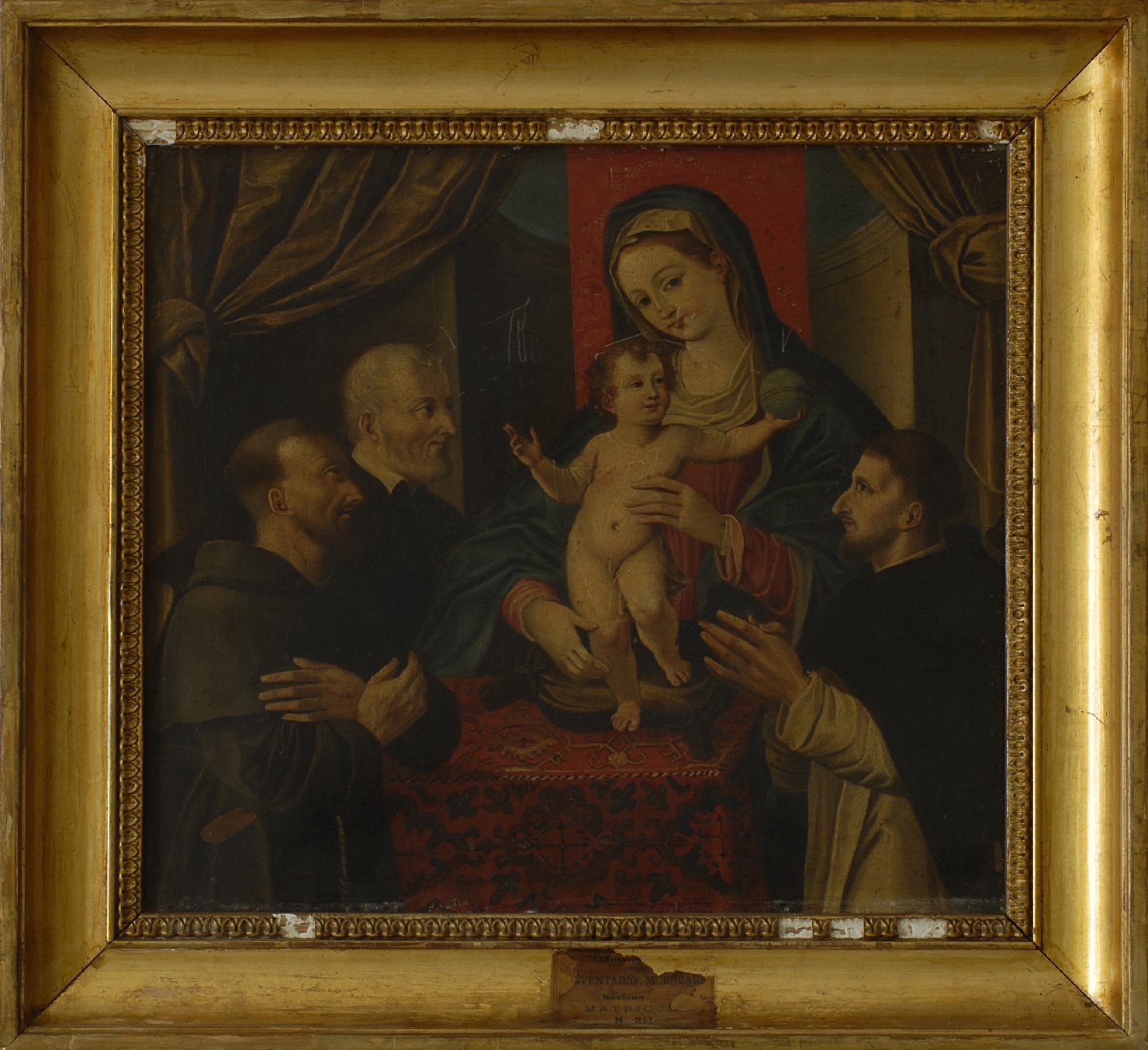 La Vergine in trono con Bambino e Santi, Madonna in trono con Bambino e Santi (dipinto) - ambito italiano (sec. XVII)