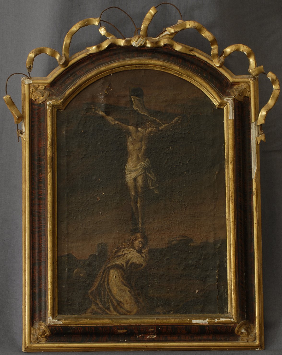 Cristo in croce e la maddalena, santa maria maddalena ai piedi di cristo crocifisso (dipinto)