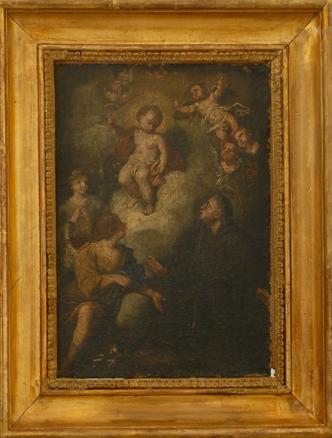 Gesù con sant'antonio e gloria di angeli, sant'antonio da padova con il bambino (dipinto)