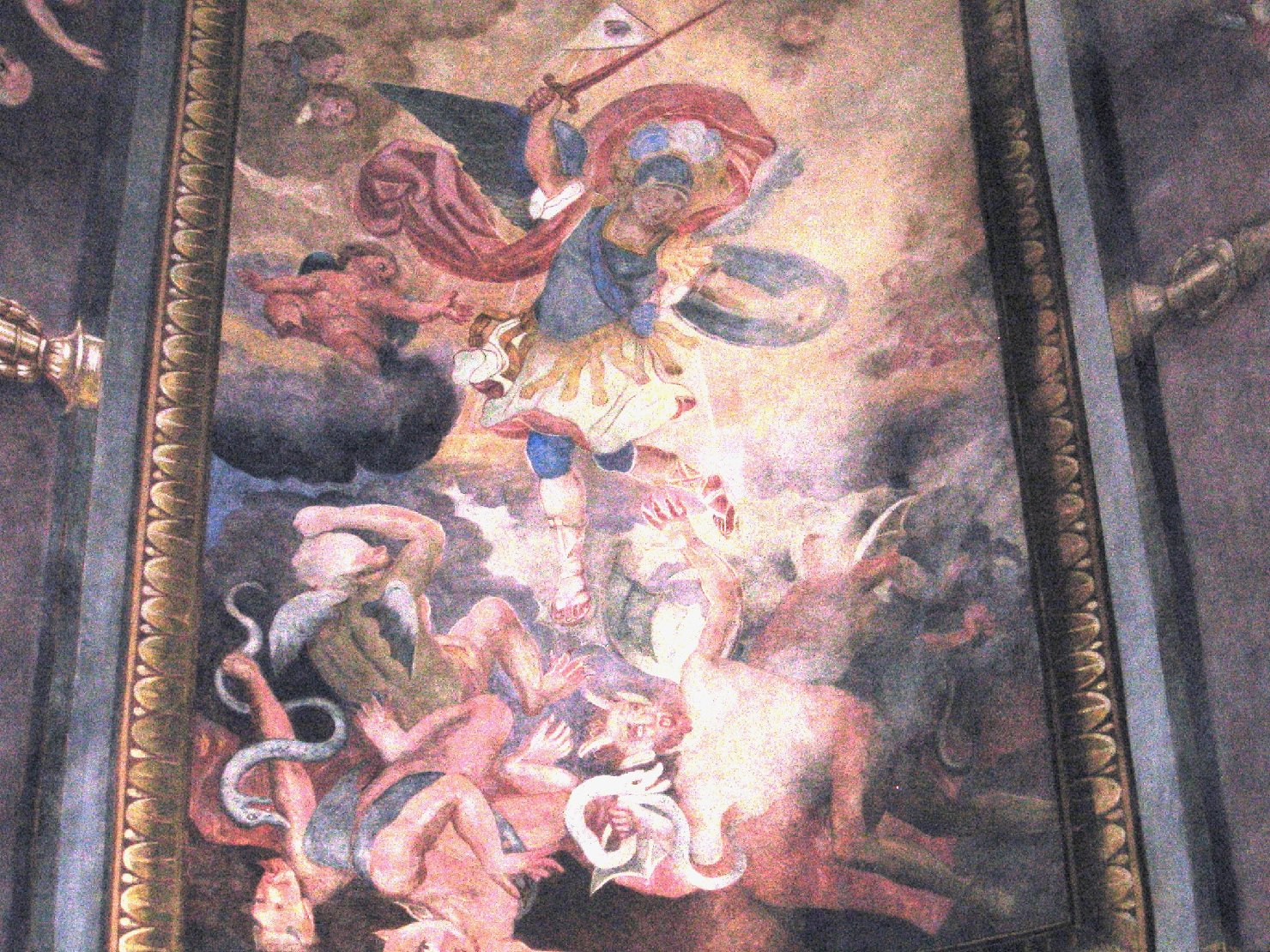 San michele arcangelo scaccia gli angeli ribelli dal paradiso (dipinto)