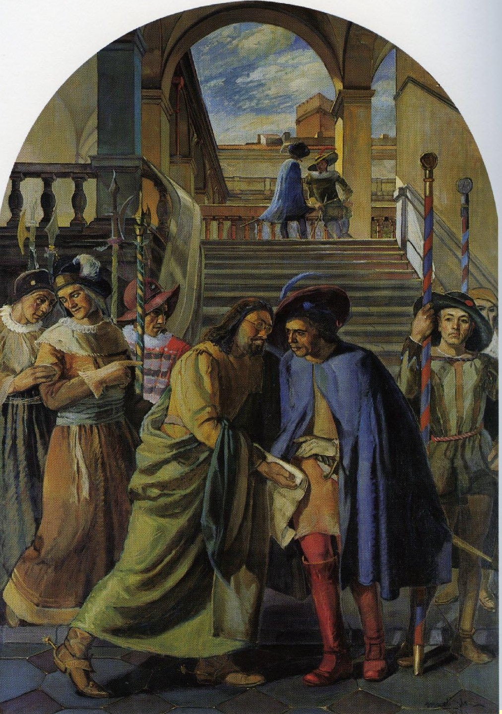 Il comune di sassari ottiene dalla cancelleria regia di madrid la "carta real" (1632. creazione dell'università) (dipinto)